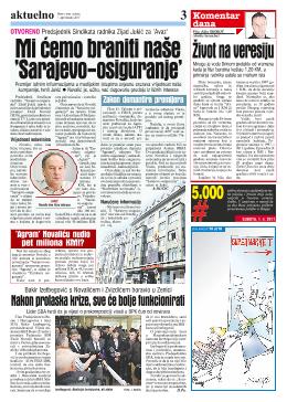 Mi ćemo braniti naše 'Sarajevo-osiguranje'